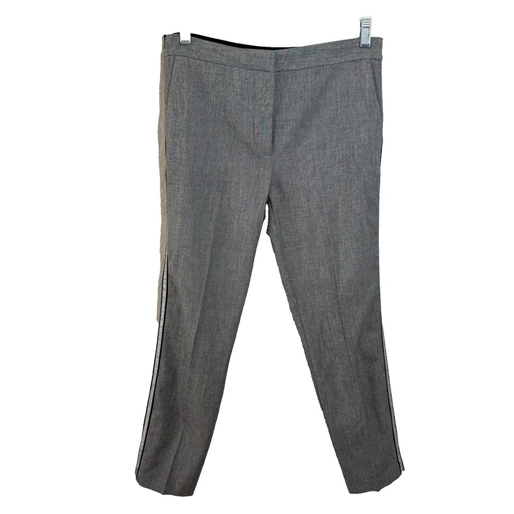 Zara Womens Gray Tuxedo Trousers Side Stripe Elastic Waist Slim Pants Medium